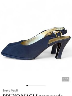 BRUNO MAGLI navy suede sling back open toe shoe size 7 AAA